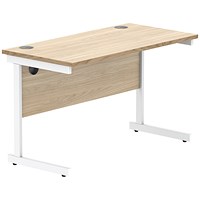 Astin 1200mm Slim Rectangular Desk, White Cantilever Legs, Oak