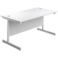 First Rectangular Desk, 1200mm Wide, White Cantilever Legs, White