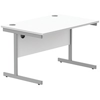 Astin 1200mm Rectangular Desk, Silver Cantilever Legs, White