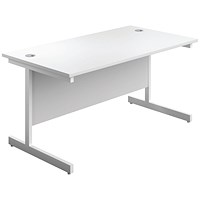 First Rectangular Desk, 1800mm Wide, White Legs, White
