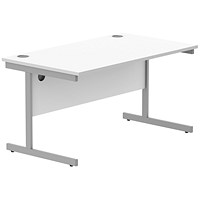 Astin 1400mm Rectangular Desk, Silver Cantilever Legs, White
