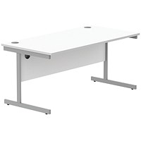 Astin 1600mm Rectangular Desk, Silver Cantilever Legs, White