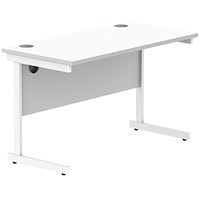 Astin 1200mm Slim Rectangular Desk, White Cantilever Legs, White Astin 1200mm Slim Rectangular Desk, White Cantilever Legs, White