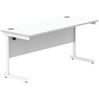 Astin 1600mm Slim Rectangular Desk, White Cantilever Legs, White