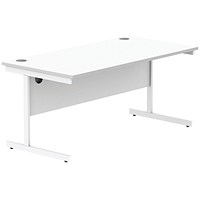 Astin 1600mm Rectangular Desk, White Cantilever Legs, White