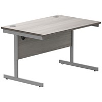 Astin 1200mm Rectangular Desk, Silver Cantilever Legs, Grey Oak