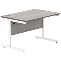 Astin 1200mm Rectangular Desk, White Cantilever Legs, Grey Oak
