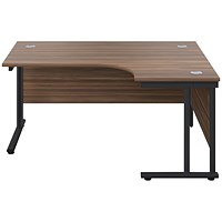 Jemini 1800mm Corner Desk, Right Hand, Black Double Upright Cantilever Legs, Walnut