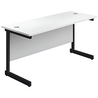 Jemini 1200mm Slim Rectangular Desk, Black Single Upright Cantilever Legs, White Jemini 1200mm Slim Rectangular Desk, Black Single Upright Cantilever Legs, White
