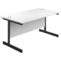 Jemini 1200mm Rectangular Desk, Black Single Upright Cantilever Legs, White