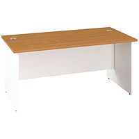 Jemini Two-Tone 1600mm Rectangular Desk, Panel End Leg, Oak & White Jemini Two-Tone 1600mm Rectangular Desk, Panel End Leg, Oak & White