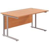 Jemini 1200mm Rectangular Desk, Silver Double Cantilever Leg, Beech Jemini 1200mm Rectangular Desk, Silver Double Cantilever Leg, Beech