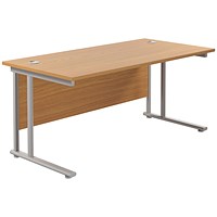 Jemini 1600mm Rectangular Desk, Silver Double Cantilever Leg, Oak Jemini 1600mm Rectangular Desk, Silver Double Cantilever Leg, Oak