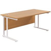 Jemini 1600mm Rectangular Desk, White Cantilever Leg, Oak Jemini 1600mm Rectangular Desk, White Cantilever Leg, Oak