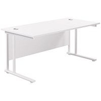 Jemini 1600mm Rectangular Desk, White Cantilever Leg, White