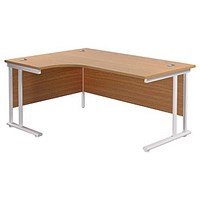 Jemini 1600mm Corner Desk, Left Hand, White Double Cantilever Legs, Oak Jemini 1600mm Corner Desk, Left Hand, White Double Cantilever Legs, Oak