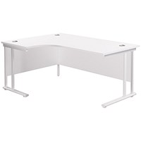 Jemini 1600mm Corner Desk, Left Hand, White Double Cantilever Legs, White
