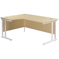Jemini 1600mm Corner Desk, Left Hand, White Double Cantilever Legs, Maple Jemini 1600mm Corner Desk, Left Hand, White Double Cantilever Legs, Maple