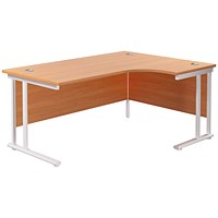 Jemini 1600mm Corner Desk, Right Hand, White Double Cantilever Legs, Beech Jemini 1600mm Corner Desk, Right Hand, White Double Cantilever Legs, Beech