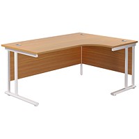 Jemini 1600mm Corner Desk, Right Hand, White Double Cantilever Legs, Oak Jemini 1600mm Corner Desk, Right Hand, White Double Cantilever Legs, Oak
