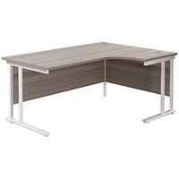 Jemini 1800mm Corner Desk, Right Hand, White Double Cantilever Legs, Grey Oak Jemini 1800mm Corner Desk, Right Hand, White Double Cantilever Legs, Grey Oak