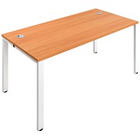 Jemini 1 Person Bench Desk, 1200mm (800mm Deep), White Frame, Beech Jemini 1 Person Bench Desk, 1200mm (800mm Deep), White Frame, Beech