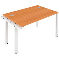 Jemini 1 Person Bench Desk Extension, 1200mm (800mm Deep), White Frame, Beech Jemini 1 Person Bench Desk Extension, 1200mm (800mm Deep), White Frame, Beech
