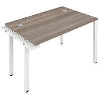 Jemini 1 Person Bench Desk Extension, 1200mm (800mm Deep), White Frame, Grey Oak Jemini 1 Person Bench Desk Extension, 1200mm (800mm Deep), White Frame, Grey Oak