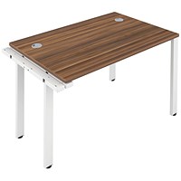Jemini 1 Person Bench Desk Extension, 1200mm (800mm Deep), White Frame, Walnut Jemini 1 Person Bench Desk Extension, 1200mm (800mm Deep), White Frame, Walnut