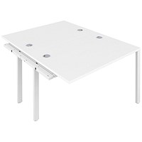 Jemini 2 Person Bench Desk Extension, Back to Back, 2 x 1200mm (800mm Deep), White Frame, White Jemini 2 Person Bench Desk Extension, Back to Back, 2 x 1200mm (800mm Deep), White Frame, White