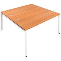 Jemini 2 Person Bench Desk, Back to Back, 2 x 1200mm (800mm Deep), White Frame, Beech Jemini 2 Person Bench Desk, Back to Back, 2 x 1200mm (800mm Deep), White Frame, Beech