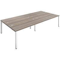 Jemini 4 Person Bench Desk, Back to Back, 4 x 1200mm (800mm Deep), White Frame, Grey Oak Jemini 4 Person Bench Desk, Back to Back, 4 x 1200mm (800mm Deep), White Frame, Grey Oak