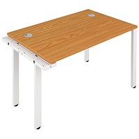 Jemini 1 Person Bench Desk Extension, 1400mm (800mm Deep), White Frame, Oak Jemini 1 Person Bench Desk Extension, 1400mm (800mm Deep), White Frame, Oak