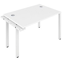 Jemini 1 Person Bench Desk Extension, 1400mm (800mm Deep), White Frame, White Jemini 1 Person Bench Desk Extension, 1400mm (800mm Deep), White Frame, White
