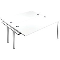 Jemini 2 Person Bench Desk Extension, Back to Back, 2 x 1400mm (800mm Deep), White Frame, White Jemini 2 Person Bench Desk Extension, Back to Back, 2 x 1400mm (800mm Deep), White Frame, White