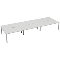 Jemini 6 Person Bench Desk, Back to Back, 6 x 1400mm (800mm Deep), White Frame, White Jemini 6 Person Bench Desk, Back to Back, 6 x 1400mm (800mm Deep), White Frame, White