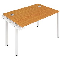 Jemini 1 Person Bench Desk Extension, 1600mm (800mm Deep), White Frame, Oak Jemini 1 Person Bench Desk Extension, 1600mm (800mm Deep), White Frame, Oak