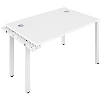 Jemini 1 Person Bench Desk Extension, 1600mm (800mm Deep), White Frame, White Jemini 1 Person Bench Desk Extension, 1600mm (800mm Deep), White Frame, White