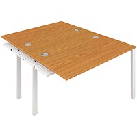 Jemini 2 Person Bench Desk Extension, Back to Back, 2 x 1600mm (800mm Deep), White Frame, Oak Jemini 2 Person Bench Desk Extension, Back to Back, 2 x 1600mm (800mm Deep), White Frame, Oak