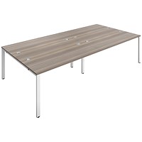 Jemini 4 Person Bench Desk, Back to Back, 4 x 1600mm (800mm Deep), White Frame, Grey Oak Jemini 4 Person Bench Desk, Back to Back, 4 x 1600mm (800mm Deep), White Frame, Grey Oak