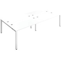 Jemini 4 Person Bench Desk, Back to Back, 4 x 1600mm (800mm Deep), White Frame, White Jemini 4 Person Bench Desk, Back to Back, 4 x 1600mm (800mm Deep), White Frame, White