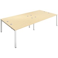 Jemini 4 Person Bench Desk, Back to Back, 4 x 1600mm (800mm Deep), White Frame, Maple Jemini 4 Person Bench Desk, Back to Back, 4 x 1600mm (800mm Deep), White Frame, Maple