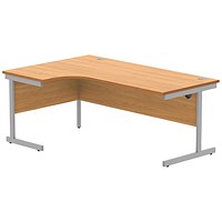 Astin 1800mm Corner Desk, Left Hand, Silver Cantilever Legs, Beech