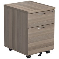 First 2 Drawer Mobile Pedestal, Grey Oak First 2 Drawer Mobile Pedestal, Grey Oak