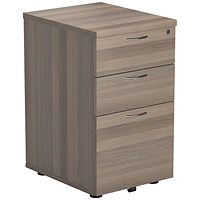 First 3 Drawer Mobile Pedestal, Grey Oak First 3 Drawer Mobile Pedestal, Grey Oak