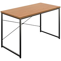 Okoform Rectangular Heated Desk, 1200mm, Oak Top, Black Legs