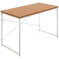 Okoform Rectangular Heated Desk, 1200mm, Oak Top, White Legs