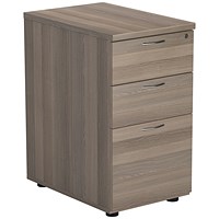 Jemini Essentials 3 Drawer Desk High Pedestal, 600mm Deep, Grey Oak