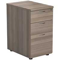 Jemini Essentials 3 Drawer Desk High Pedestal, 800mm Deep, Grey Oak