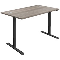 Jemini Sit-Stand Desk, Black Leg, 1200mm, Grey Oak